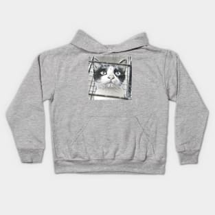 SELFIE CAT BLACK AND WHITE Kids Hoodie